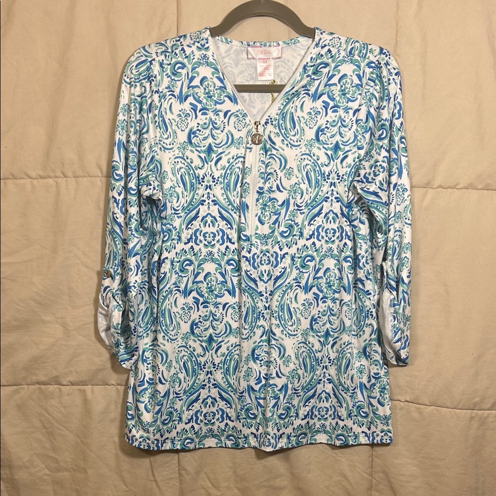 Elegant Blue and White Women's Swim Coverup